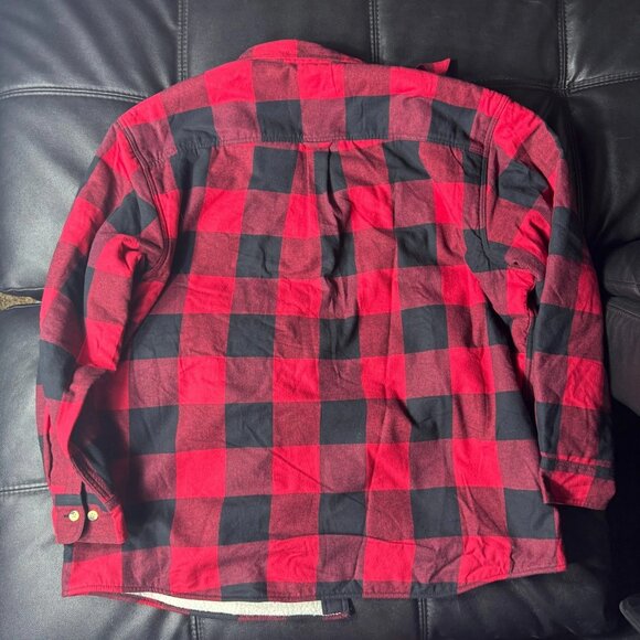 Red Head Men's Shirt Jacket Red Black Flannel Plaid Sherpa Lined Size 2XL - Picture 2 of 13